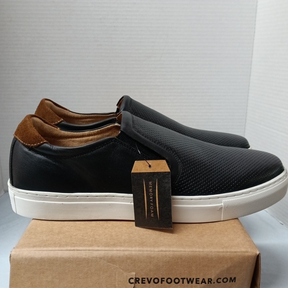 Crevo Corey Black Leather Shoes Men's Size 11 Medium Slip On